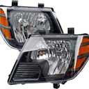 Headlights Assembly Pair, Compatible with 2009-2020 Nissan Frontier S SL SV SE LE XE PRO-4X Desert Runner, Replace 26060ZL40A 26060ZL40B 26010ZL40A 26010ZL40B, Turn Signal Lamps Chrome Housing