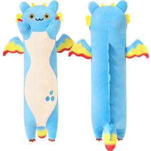 PEACH CAT Long Dragon Cat Plush Pillow Cute Dragon Cat Stuffed Animal for Boys and Girls Blue 19.6"