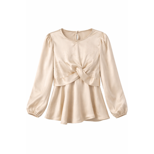 Satin Champagne  Blouse with Cross Front Evening Top , 2XL
