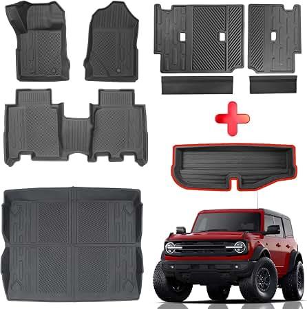 Mabett Floor Mats for 2021-2026 Ford Bronco Accessories 4 Door
All Weather TPE Floor Mats with Cargo Liner Backrest Mats Door Sill Guards and Trunk Lower Mats