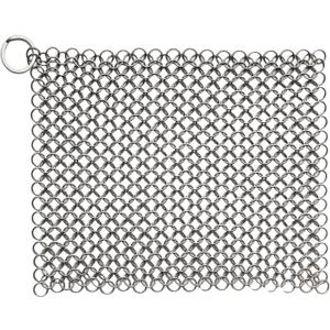 8"x6" Cast Iron Scrubber Stainless Steel Chainmail Cleaner for Pre-Seasoned Pans, Griddles, BBQ Grill and Pot Cookware Cleaning