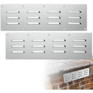 2 Pack Stainless Steel Venting Panel for Grill Accessory Stainless Steel Vent Cover Grill Vent for Masonry Fire Pits and Outdoor Kitchen, 15" by 4-1/2"