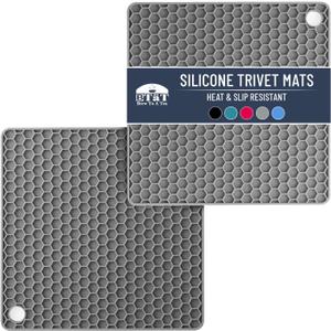 BTaT Silicone Trivet Mats, 2 Pack, Gray Silicone Trivets for Hot Pots and Pans