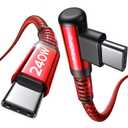 AINOPE 240W High Speed USB C Cable [10ft] USBC to USBC Cable, Right Angle C to C Cable Fast Charging Compatible with iPhone 16 Charger Cord, iPad Pro,MacBook Air 2024 M4,Samsung Galaxy S24, Red