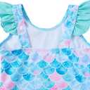 Vieille Toddler Little Girls One Piece Swimsuits Ruffles Bathing Suits Mermaid Dinosaur Swimwear 2-7T (Light Blue Mermaid)