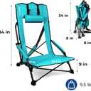 Beach Chairs for Adults Teal 1 Pack | High Back, Low Profile, 22.5" Wide, Headrest, Breathable Mesh, Portable, Outdoor, Beach, Concert