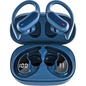 TRAUSI Wireless Earbuds Bluetooth Headphones, Bluetooth 5.3 Stereo Over Ear Buds, Noise Cancelling Mic, IPX7 Waterproof Headset for Workout/ Running - Purple