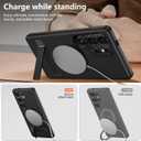 for Samsung Galaxy S25 Ultra Magnetic Case, [Fit for Magsafe] Military Grade Dual-Layer Shockproof Protective with Non Slip Textured Back, Phone Case with Kickstand for S25 Ultra (Black)