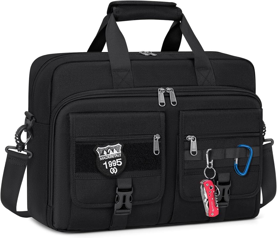 RAINSMORE Tactical Laptop Bag for Men 15.6/17.3 Inch Military Laptop Briefcase with MOLLE Large Business Travel Messenger Bag