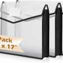 3 Pcs 11 x 17 Inch Expandable Tabloid Size Document Folder with Label A3 Plastic Folders for Documents Expanding File Wallet Envelope Size (3, Black)