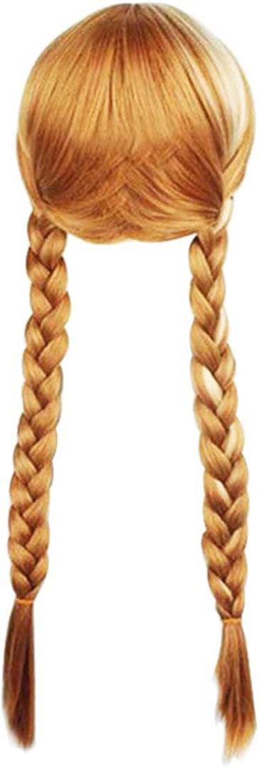 Princess Rapunzel Braids Wig Tiara and Butterfly Pin Set Costume for Little Girls Long Hair Dress up (Medium, Brown)