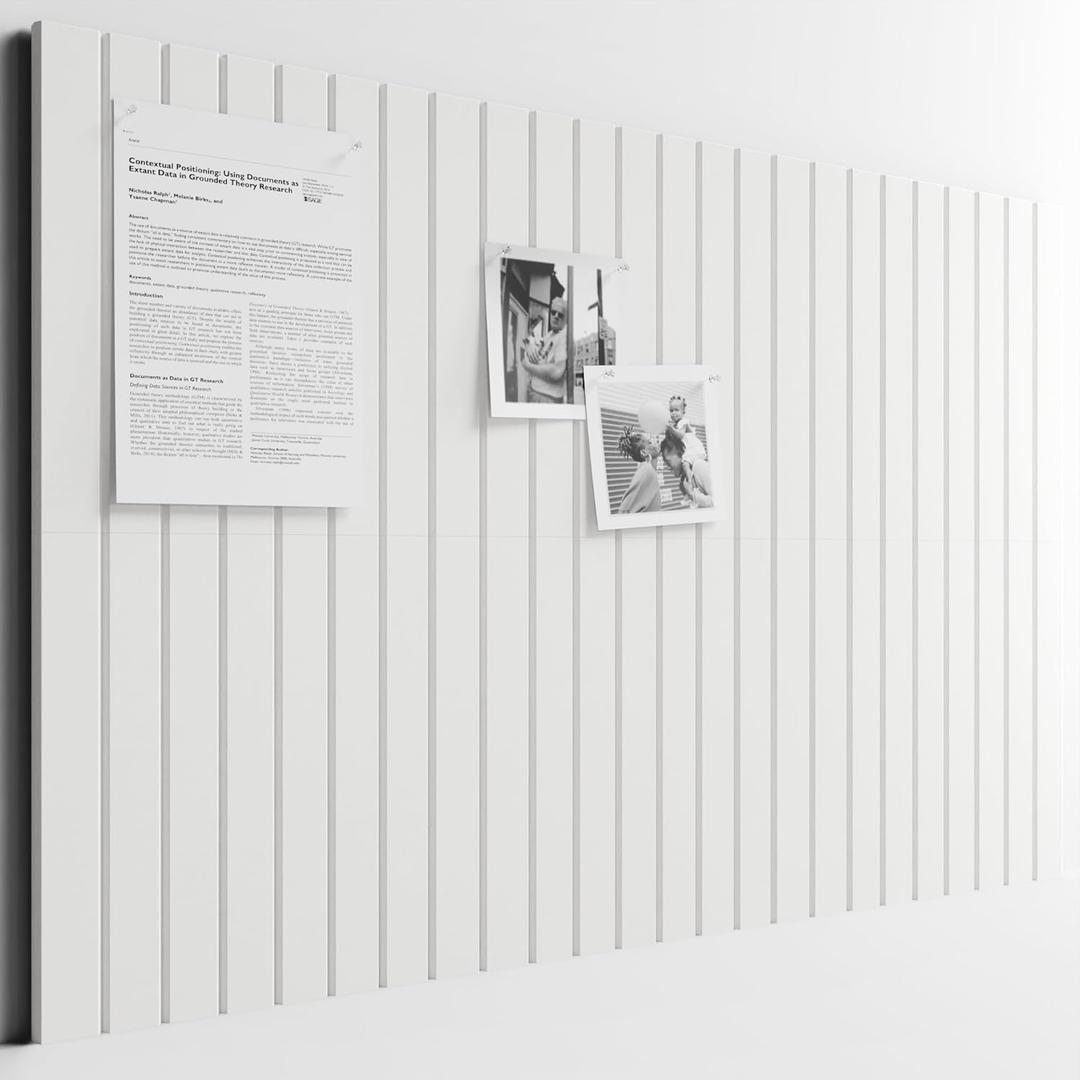 Bumusty Large Cork Board Alternative-36 x24 Felt Bulletin Board Tiles, with 30 Pushpins, 40 Adhesive Tabs, 6-Pack Slat Wall Paneling, Cork Boards for Office Push Pin Board Felt Board-Milky White