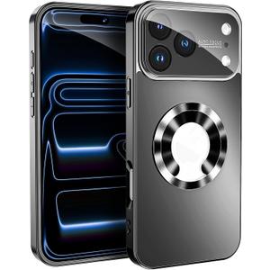Magnetic Design for iPhone 16 Pro Max Case,[Compatible with MagSafe][Military Grade Drop Protection] Camera Lens Protector Cover Logo View Dust-Proof Matte Shockproof Protective Cover,Black