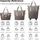 Expandable Foldable Duffel Bag Suitcases,Detachable Rolling Wheels,Rolling Duffle Bag with Wheels,Suitcase with Wheel,Carry on Luggage,Gift for Men Women Lightweight Suitcases (Khaki)