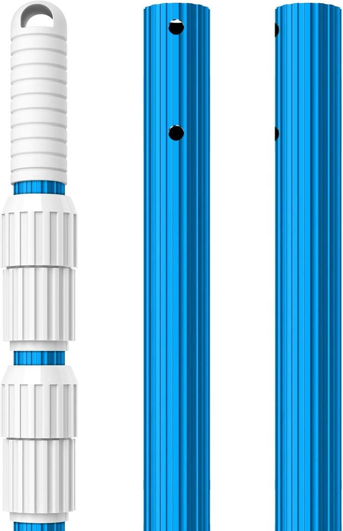BLIKA 16FT Blue Aluminum Telescopic Swimming Pool Pole, 1.30mm Thickness, Pool Pole Telescopic, Professional Pool Poles for Skimmer Net,Brush,Vacuum Head