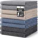 Homaxy Premium Kitchen Towels(18x 28, 8 Pack), Large Cotton Kitchen Hand Towels, Flat and Terry Dish Towels, 380 GSM Highly Absorbent Tea Towel Set with Hanging Loop, Mixed Color
