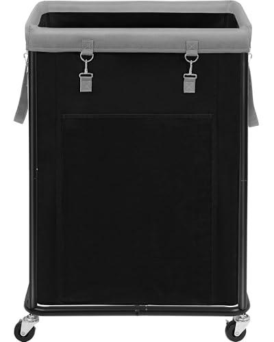STORAGE MANIAC Large Laundry Basket with Wheels 160L Rolling Laundry Hamper Laundry Cart with Metal Frame and Removable Bag, Clothes Hamper for Bedroom, Bathroom, Dorm Room, Laundry Room, Black