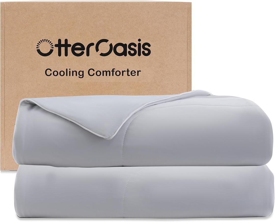 Cooling Comforter Twin Size for Hot Sleepers, 68"x90" Summer Cooling Blanket for Night Sweats, Silk Soft Lightweight Breathable All-Season Grey Cooling Quilt Blanket