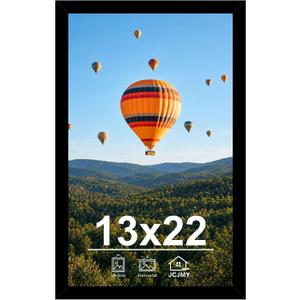 JCJMY 13x22 Picture Frame Black for Poster Photo Picture, Horizontal and Vertical Formats for Wall Hanging, 13 x 22 Wall Gallery Poster Photo Frame for 13 by 22 Photos Posters, Black