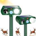 2026 Upgraded Sonic Fortress Pro Deer Repellent Device,Solar Ultrasonic Animal Repellent with Motion Sensor&Flash Light-IP65 Waterproof Raccoon Fortress Pro for Squirrel,Cat-Garden&Yard 2Pack