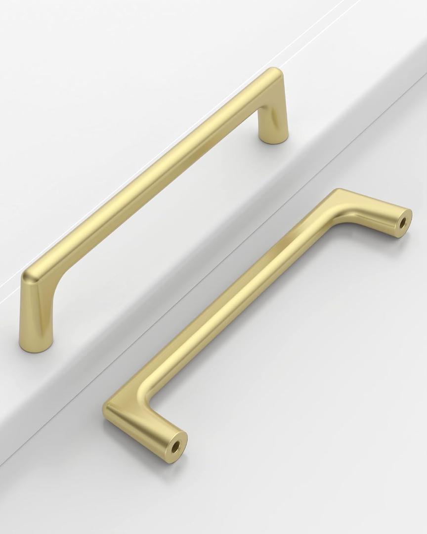 10 Pack 5"(128mm) Brushed Gold Cabinet Pulls Kitchen Cabinet Handles Drawer Handle Cupboard Hardware for Cabinets