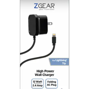 ZGEAR (12W) 8-Pin Wall Charger - Black (WC-APP8PNM2A)
