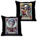 OFlich Tarot The Reader Gothic Skeleton Pillow Covers 18x18 Set of 2 - Book Lovers Gifts, Bookworm Gifts, Book Nerd Gifts, Gifts for Readers Book Lovers Women, Gothic Home Decor, Witchy Room Decor