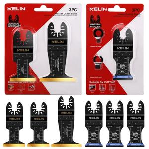 KELIN 6 PCS Carbide and Titanium Multitool Blades Kit, Heavy Duty Oscillating Tool Saw Blades for Steel Bolts Screws Metal Wood Cutting with Hangable Case, Universal Interface Fit Bosch Fein Dewalt