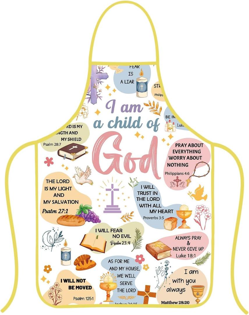 Christian Gifts for Women, Baptism Gift, Religious Bible Verse Aprons, Christening Gifts for Girls, Scripture Inspirational Gifts, Kitchen Apron for Cooking Baking Grilling
