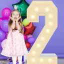 4FT Plastic Marquee Numbers 2, Light up Numbers Made of Corrugated Plastic Board, No Tools Required, Quick Assembly, Disassembled into Blank Yard Signs, Poster Board