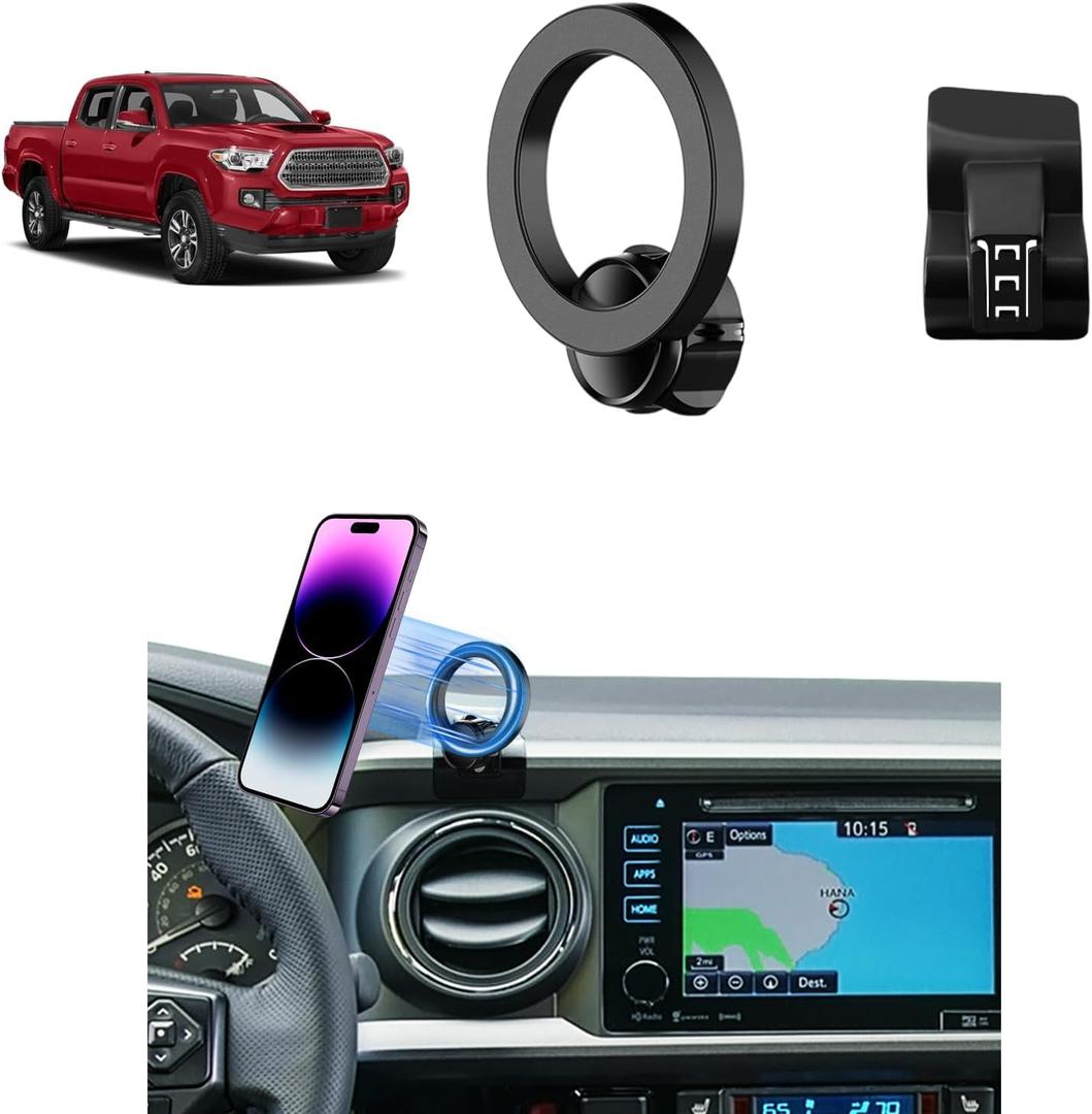 PZK Car Phone Holder for Toyota Tacoma 2016 2017 2018-2022 2023 Accessories Custom Air Vent Compatible with Magsafe Car Phone Mount Hands Free 360 Rotation Cell Phone Automobile Cradles