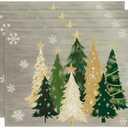Artoid Mode Xmas Trees Snowflakes Winter Placemats Set of 4, 12x18 Inch Seasonal Gray Christmas Table Mats for Party Kitchen Dining Decoration