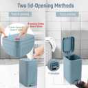 rejomiik Small Bathroom Trash Can with Lid Slim Soft Close Garbage Can Step Wastebasket Container Trash Bin for Office Bedroom Kitchen Living Room 1.9 Gallon, Light Blue