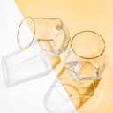 Diamond Wine Glass Set of 2, Modern Stemless Golden Edge Glass Cups Drinking Glassware for Serving Party,Home,Bar, Restaurants Transparent