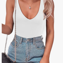 SAUNGKUAI Women’s Bodysuit Sexy Plunge Deep V Neck Backless Sleeveless Tank Thong Body Suits Outfits for Going Out, Size:L