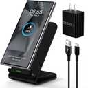 15W Samsung S24 FE Wireless Charger Fast Charging Stand for Galaxy S25 Ultra S24 S23 S22 S21 Z Fold6, for Motorola Wireless Desk Phone Charging Station with QC Adapter for Edge/razr+/Moto G Power 2025 (Black)
