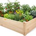 Hollyone 48" X 48" inches Wood Raised Garden Bed Frame Planters Wooden Elevated Planting Planter Box for Outdoor Herb Vegetables Flowers Grass Lawn Yard Patio - Natural 44ft