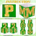 Queekay 8 Pcs Prom Column Standup Photo Booth Decorations 2026 Prom Backdrop Balloon Boxes Cardboard Decoration Column for Party College, 11.8 x 44.9 Inch(Green, Gold)