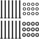 1/2 x 5 Inch Carriage Bolt Kit, Rust Resistance Bolts Includes 12 Bolts, 12 Washers, and 12 Nuts, Black