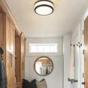 LMS 12 Inch Black LED Flush Mount Ceiling Light, Modern 18W Dimmable Semi Flush Mount Round Ceiling Light for Bedroom, Kitchen, Hallway, Bathroom, 5CCT, LMS-054CL-BKS