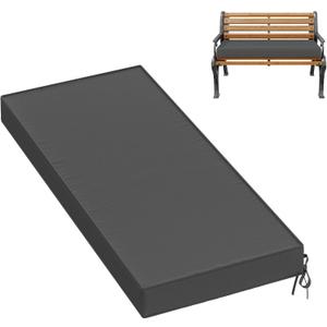 Premium Outdoor Bench Cushions for Patio Furniture 3.5inches Memory Foam Bench Cushion Waterproof Fade Resistant Porch Swing Cushions with Straps 4218 Inch Grey