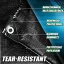 Black Tarps Heavy Duty Waterproof 8x10, 12 Mil Thick, High Durability, Rip and Tear Resistant with Metal Grommets Every 20 Inches