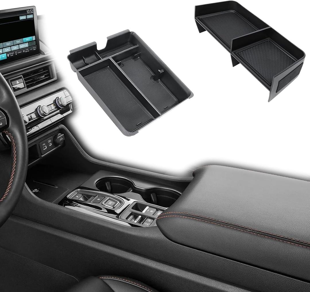 2PCS Center Console Organizer Compatible with 2023 2024 2025 Honda Pilot/ 2026 Honda Passport Armrest Tray Insert Divider Slot Box Secondary ABS Plastic Material Interior Accessories