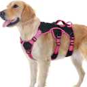 rabbitgoo Escape Proof Dog Harness Large Dogs, Soft Padded Full Body Pet Harness, Reflective Adjustable No Pull Vest with Lift Handle and Leash Clip for Walking Hiking Training, Pink & Black, L (Large (Pack of 1))