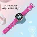 2 x Flower Engraved Bands Compatible with Fitbit Sense Bands/Versa 4/Versa 3/Sense 2 1 Band for Women,Cute Fancy Dandelion Floral Wristband Replacement Strap Compatible with Fitbit Versa 3 Bands (Large, Rosepink)