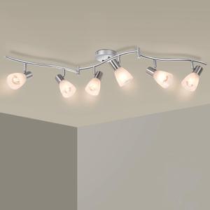 HiBay 6Light Ceiling Light Fixture, Adjustable LED Track Lighting Kit, Modern Sliver Spotlight with Glass Shade for Kitchen Living Room Hallway, E12 Base (Bulbs Not Included)