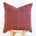 100% Soft Cotton Knitted Modern Window Pane Pillow Cover 18x18 (Vintage Wine)