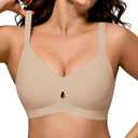 COCOMARTS Jelly Bras for Women No Underwire Seamless Push Up Bra Full Support Comfort Bralettes Wireless Plunge Everyday Bra Nude X-Large