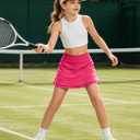 Hvididan Girls Tennis Skirts A-line Skorts Golf Skirts Layered Ruffle Athletic Skirts with Pockets Rose Pink 13-14 Years