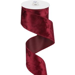 MEEDEE Burgundy Velvet Ribbon 2.5 inch Crushed Velvet Christmas Ribbon 10 Yards for Christmas Tree Decoration, Wreath Supplies, Crafts Bow, Gift Wrapping, Wedding Decor and Accents